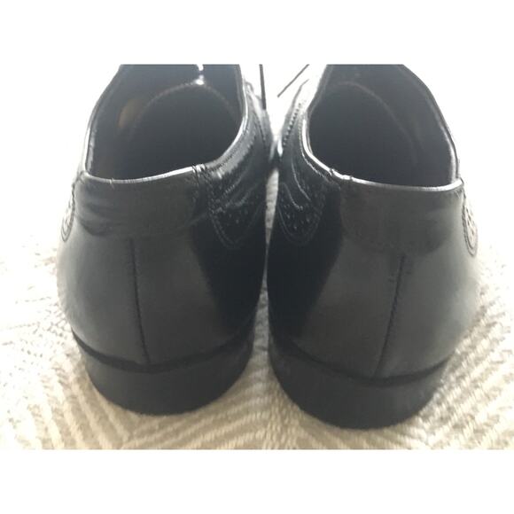 Black Wingtip Oxfords Executive Imperials Goodyear Heels Leather Soles Shoe 7.5D